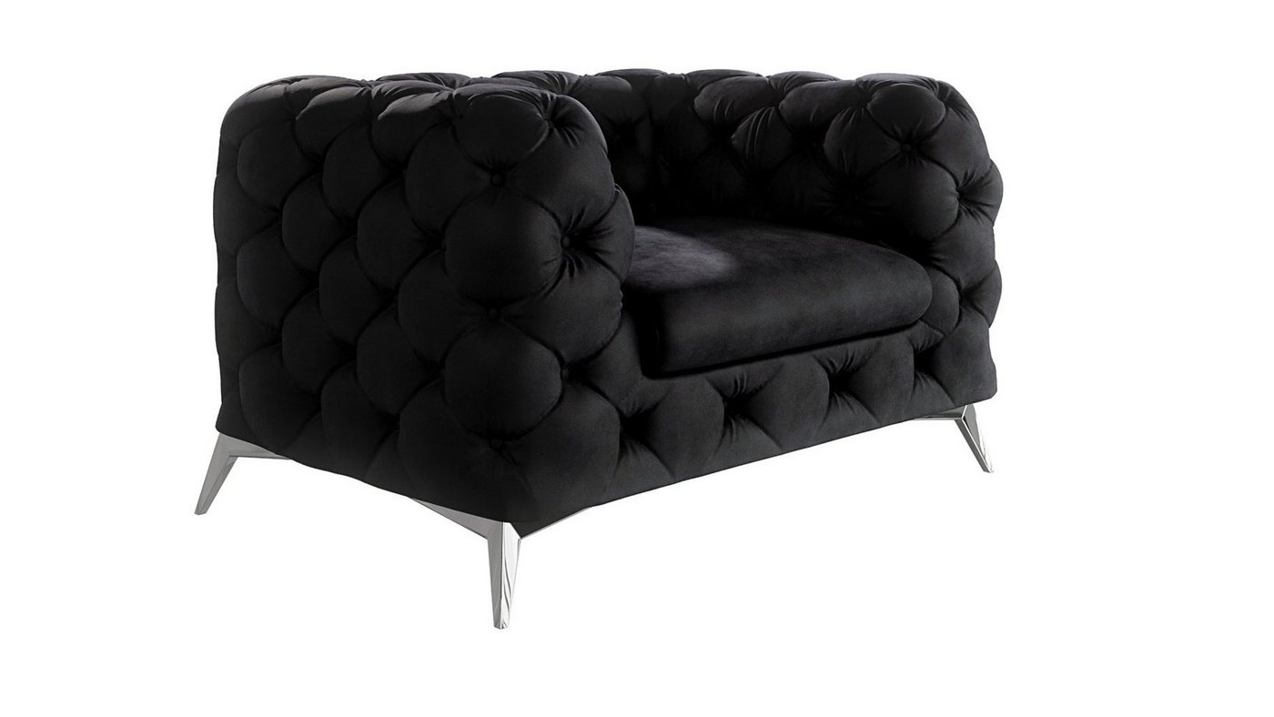 S-Style Möbel Chesterfield-Sessel Kalina mit Silber Metall Füßen, mit Wellenfederung von S-Style Möbel