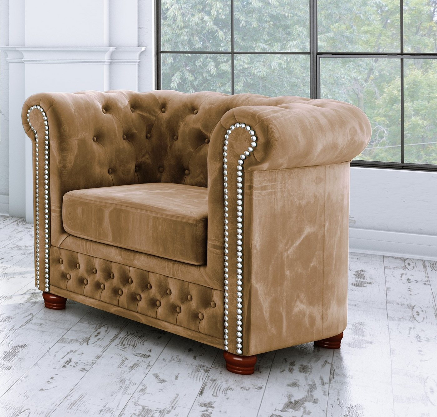 S-Style Möbel Chesterfield-Sessel Leeds, mit Wellenfederung von S-Style Möbel