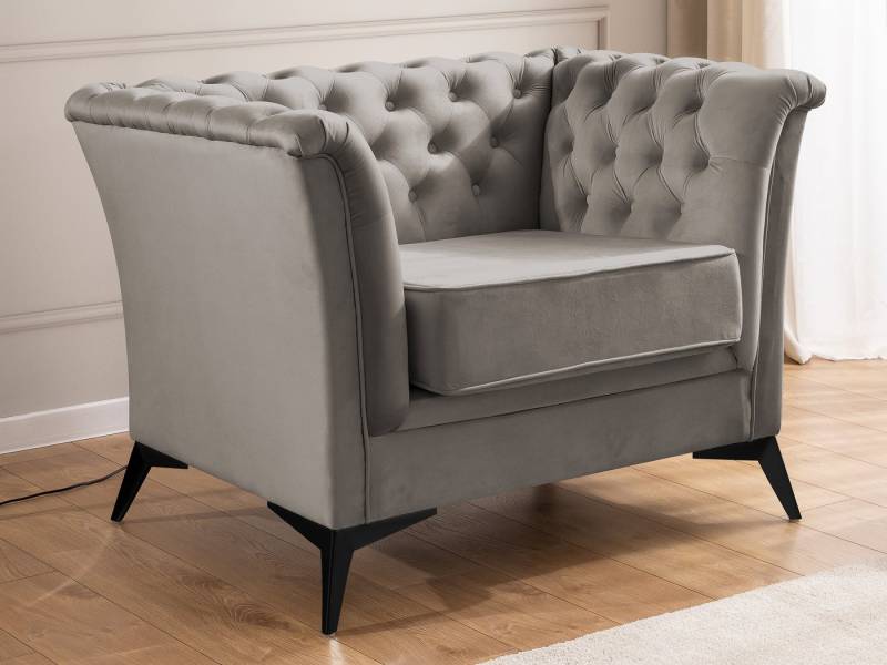 S-Style Möbel Chesterfield-Sessel Whitby aus Samt mit goldenen, silbernen oder schwarzen Füßen, mit Wellenfederung von S-Style Möbel