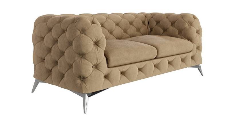 S-Style Möbel Chesterfield-Sofa Kalina, 2-Sitzer mit silbernen Metall Füßen, mit Wellenfederung von S-Style Möbel