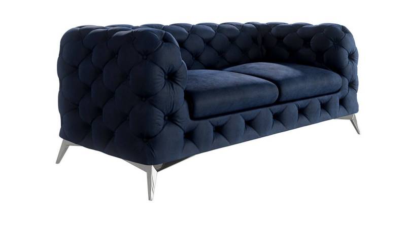 S-Style Möbel Chesterfield-Sofa Kalina, 2-Sitzer mit silbernen Metall Füßen, mit Wellenfederung von S-Style Möbel