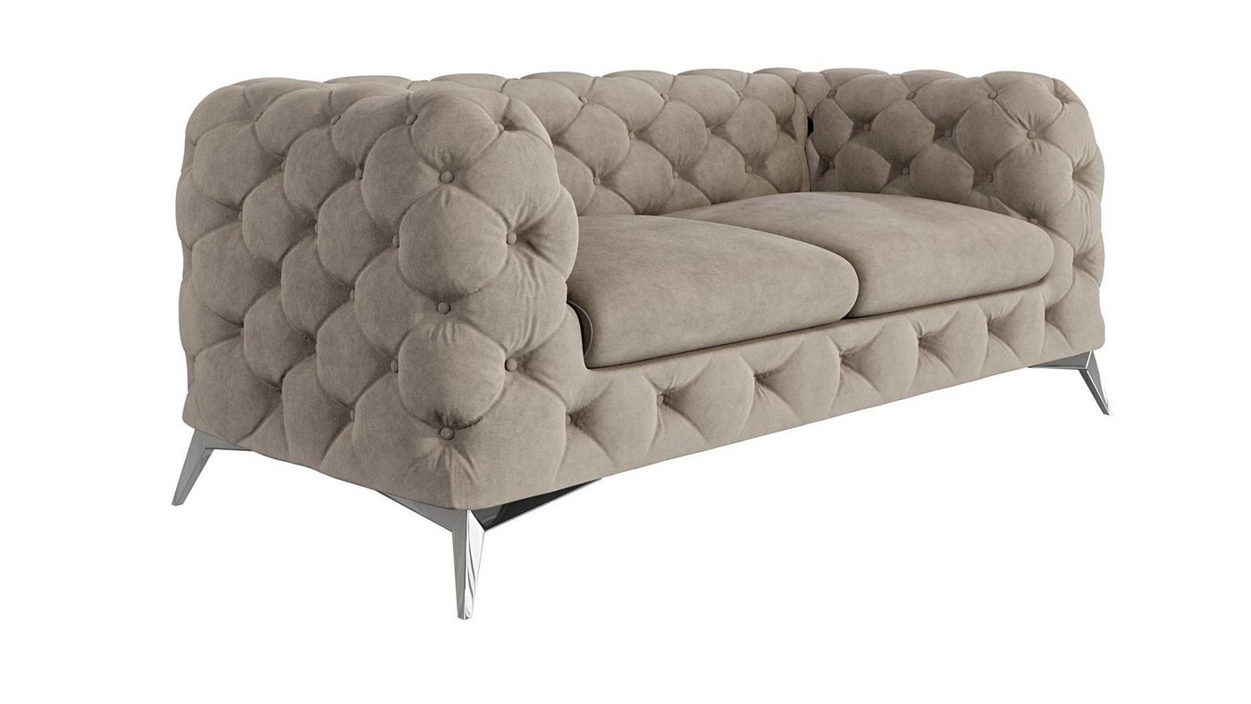 S-Style Möbel 2-Sitzer Chesterfield Sofa Kalina mit Silber Metall Füßen, mit Wellenfederung von S-Style Möbel