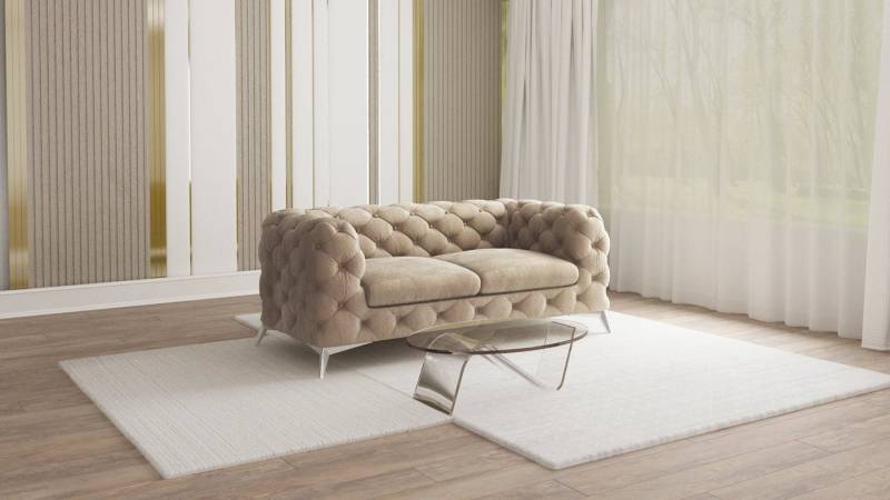 S-Style Möbel Chesterfield-Sofa Kalina, 2-Sitzer mit silbernen Metall Füßen, mit Wellenfederung S-Style Möbel Chesterfield-Sofa Kalina, 2-Sitzer mit silbernen Metall Füßen, mit Wellenfederung von S-Style Möbel
