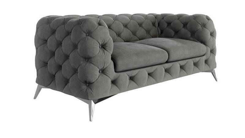 S-Style Möbel Chesterfield-Sofa Kalina, 2-Sitzer mit silbernen Metall Füßen, mit Wellenfederung von S-Style Möbel