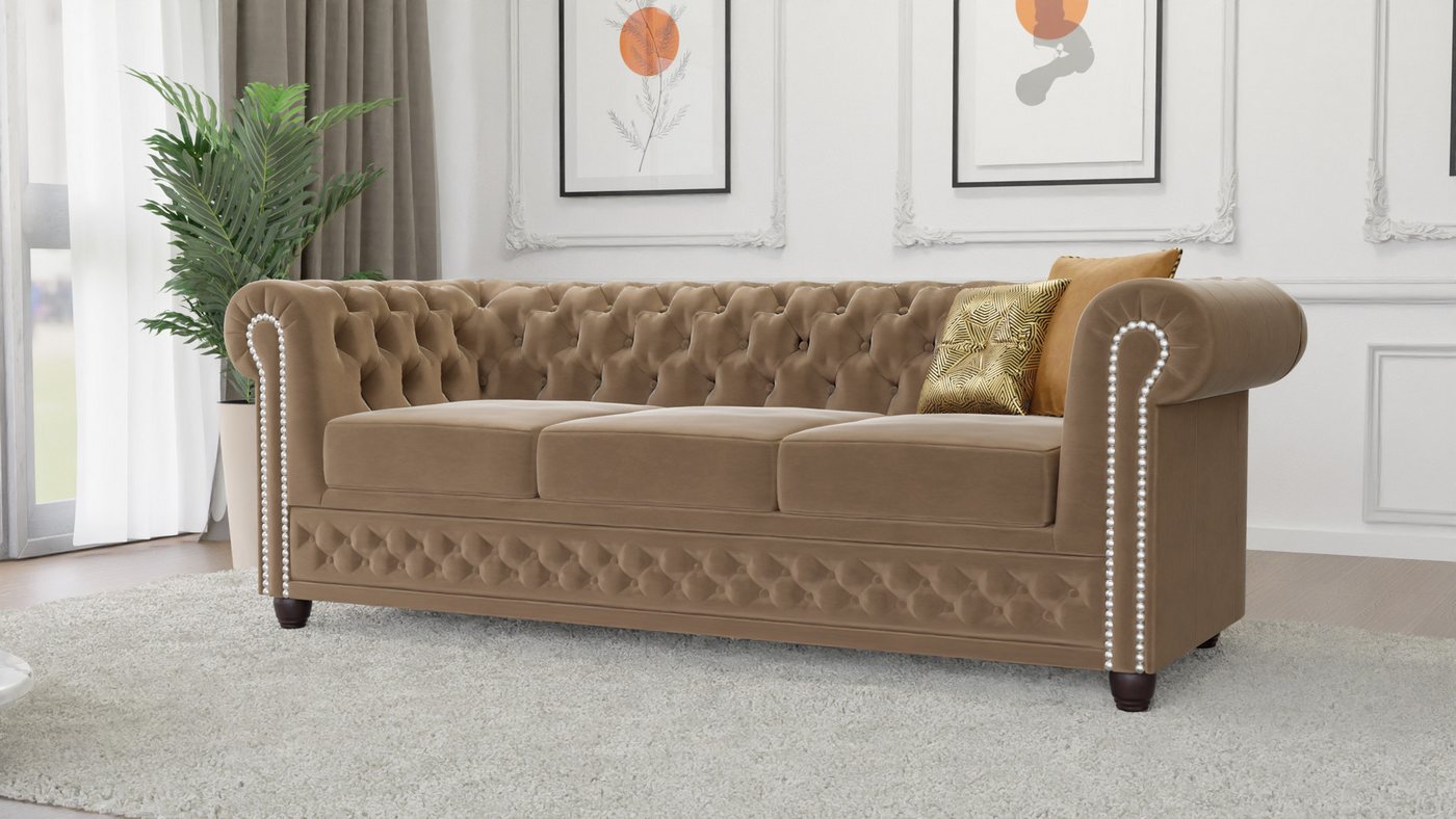 S-Style Möbel Chesterfield-Sofa Lena 3-Sitzer mit Schlaffunktion Samt Bezug S-Style Möbel Chesterfield-Sofa Lena 3-Sitzer mit Schlaffunktion Samt Bezug von S-Style Möbel