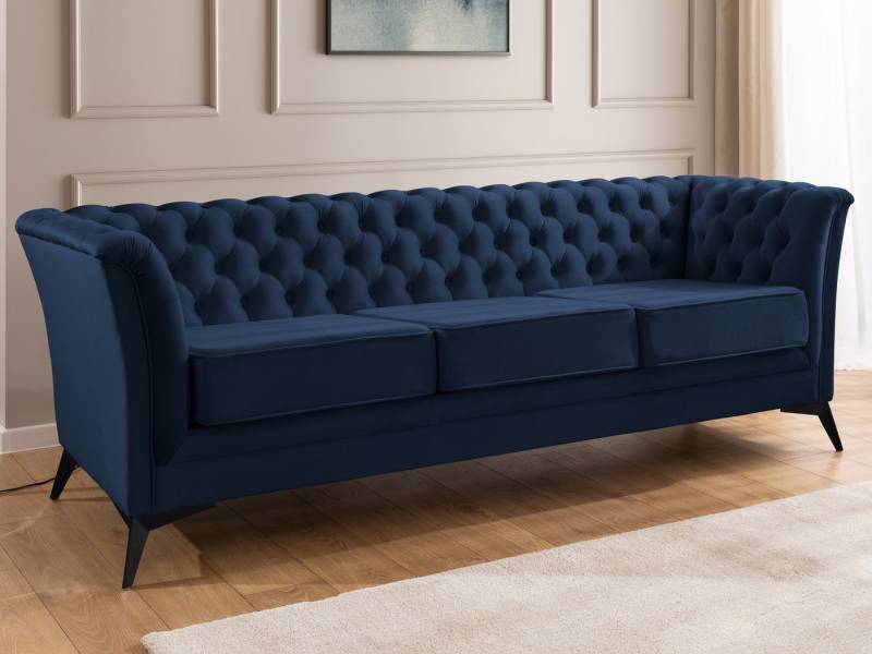 S-Style Möbel Chesterfield-Sofa Whitby, 3-Sitzer aus Samt mit goldenen, silbernen oder schwarzen Füßen, mit Wellenfederung von S-Style Möbel
