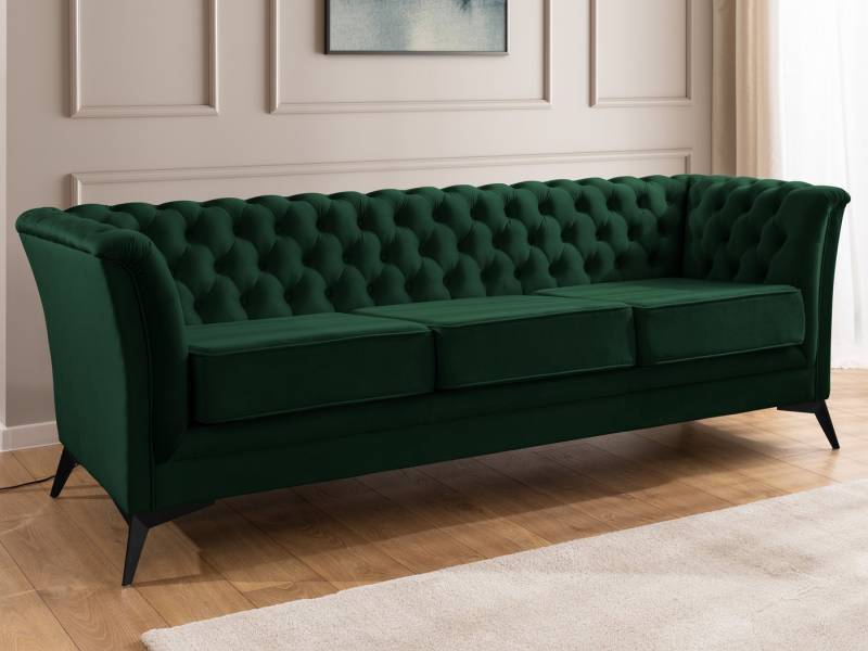 S-Style Möbel Chesterfield-Sofa Whitby, 3-Sitzer aus Samt mit goldenen, silbernen oder schwarzen Füßen, mit Wellenfederung S-Style Möbel Chesterfield-Sofa Whitby, 3-Sitzer aus Samt mit goldenen, silbernen oder schwarzen Füßen, mit Wellenfederung von S-Style Möbel