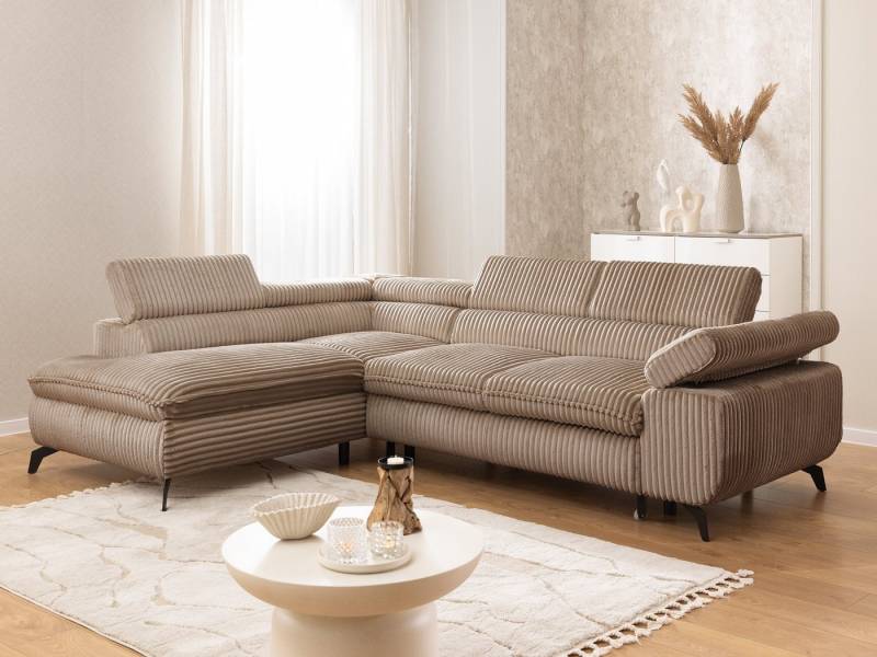 S-Style Möbel Ecksofa Bonnie mit Schlaffunktion Bettkasten und Kopfteilverstellung, mit Wellenfederung, Cord-Stoff S-Style Möbel Ecksofa Bonnie mit Schlaffunktion Bettkasten und Kopfteilverstellung, mit Wellenfederung, Cord-Stoff von S-Style Möbel