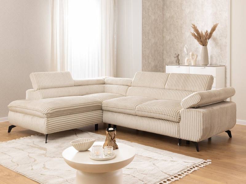 S-Style Möbel Ecksofa Bonnie mit Schlaffunktion Bettkasten und Kopfteilverstellung, mit Wellenfederung, Cord-Stoff S-Style Möbel Ecksofa Bonnie mit Schlaffunktion Bettkasten und Kopfteilverstellung, mit Wellenfederung, Cord-Stoff von S-Style Möbel