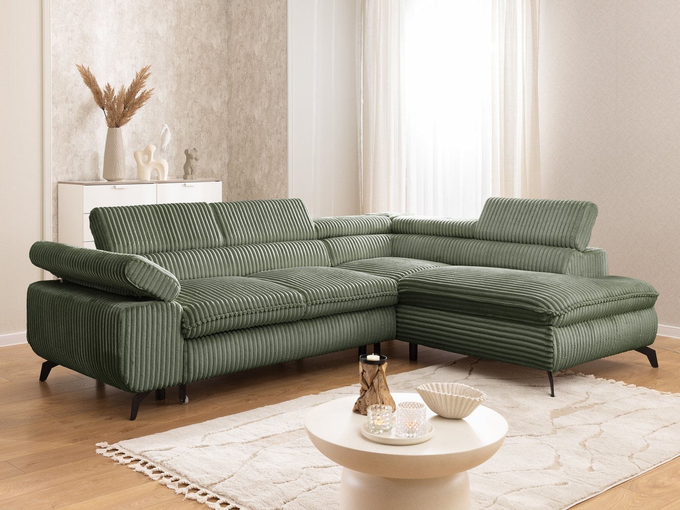 S-Style Möbel Ecksofa Bonnie mit Schlaffunktion Bettkasten und Kopfteilverstellung, mit Wellenfederung, Cord-Stoff S-Style Möbel Ecksofa Bonnie mit Schlaffunktion Bettkasten und Kopfteilverstellung, mit Wellenfederung, Cord-Stoff von S-Style Möbel