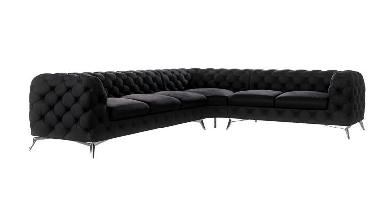 S-Style Möbel Ecksofa Kalina, Chesterfield mit Silbernen Metall Füßen, Die Eckeinheit kann entweder rechts- oder linkshändig sein, mit Wellenfederung S-Style Möbel Ecksofa Kalina, Chesterfield mit Silbernen Metall Füßen, Die Eckeinheit kann entweder rechts- oder linkshändig sein, mit Wellenfederung von S-Style Möbel