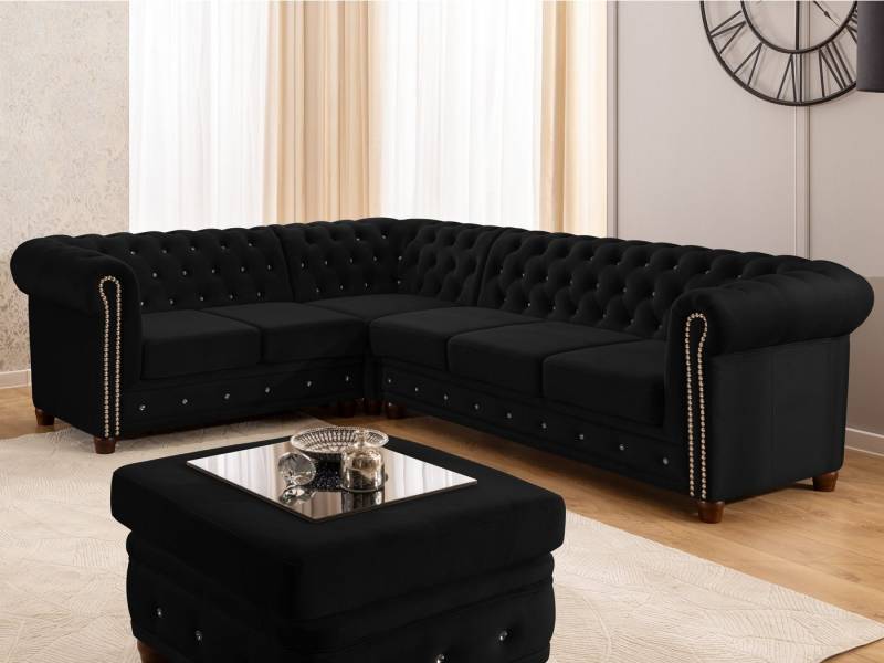 S-Style Möbel Ecksofa Chesterfield mit Schlaffunktion Cleo Blink Samt mit Kristallsteppung, mit Wellenfederung S-Style Möbel Ecksofa Chesterfield mit Schlaffunktion Cleo Blink Samt mit Kristallsteppung, mit Wellenfederung von S-Style Möbel