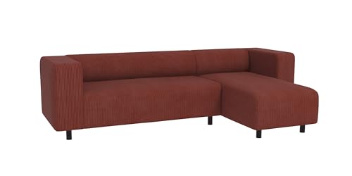 S-Style Möbel Ecksofa Eckcouch Sofa Couch 4 Sitzer L Form Freistehend Cord Stoff Kratzfest Rechts Viggo Terrakotta von S-Style Möbel