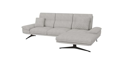 S-Style Möbel Ecksofa Eckcouch Sofa Couch 4 Sitzer L Form Metall Füße Schwarz Samt Stoff Rechts Kratzfest Freistehend ELSA Grau von S-Style Möbel