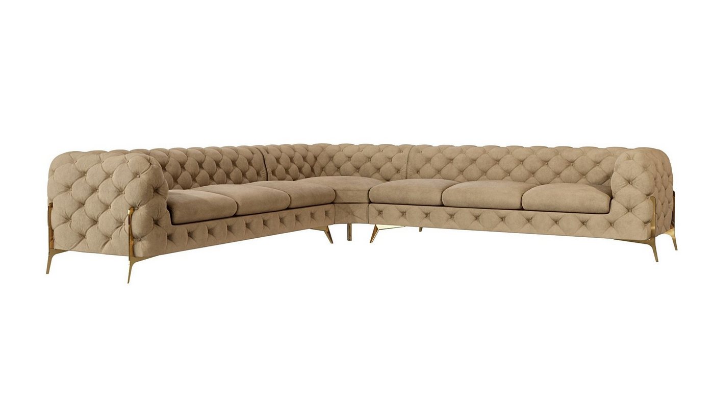 S-Style Möbel Ecksofa Chesterfield Ashley mit Goldene Metall Füßen, mit Wellenfederung von S-Style Möbel