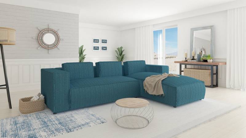 S-Style Möbel Ecksofa Renne aus Cord mit Ottomane und weichem Sitz, Ottomane links oder rechts bestellbar 2 Teile, mit Wellenfederung von S-Style Möbel