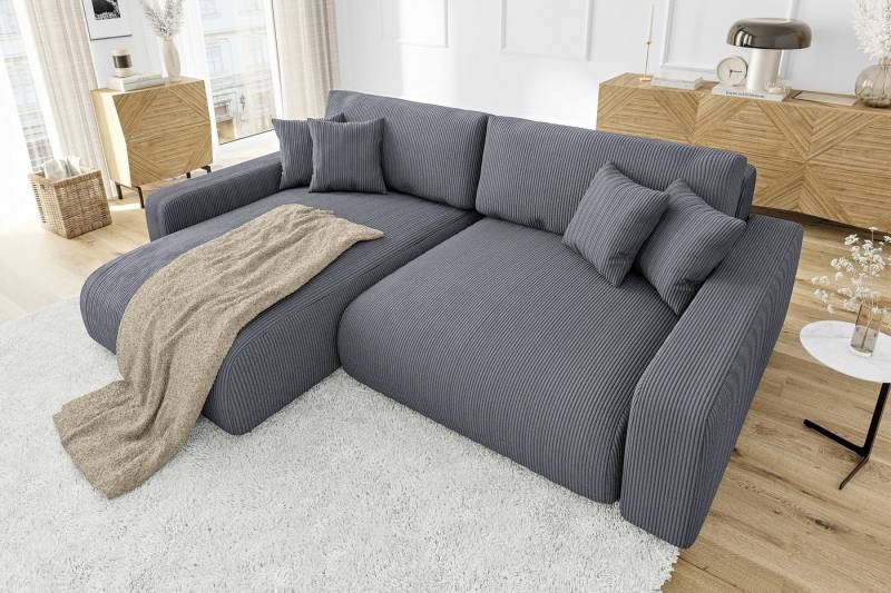 S-Style Möbel Ecksofa Emma mit Bettfunktion in Cord-Stoff, schöner Sitzkomfort, Ottomane links oder rechts bestellbar, mit Wellenfederung S-Style Möbel Ecksofa Emma mit Bettfunktion in Cord-Stoff, schöner Sitzkomfort, Ottomane links oder rechts bestellbar, mit Wellenfederung von S-Style Möbel