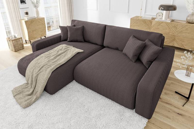 S-Style Möbel Ecksofa Emma mit Bettfunktion in Cord-Stoff, schöner Sitzkomfort, Ottomane links oder rechts bestellbar, mit Wellenfederung S-Style Möbel Ecksofa Emma mit Bettfunktion in Cord-Stoff, schöner Sitzkomfort, Ottomane links oder rechts bestellbar, mit Wellenfederung von S-Style Möbel