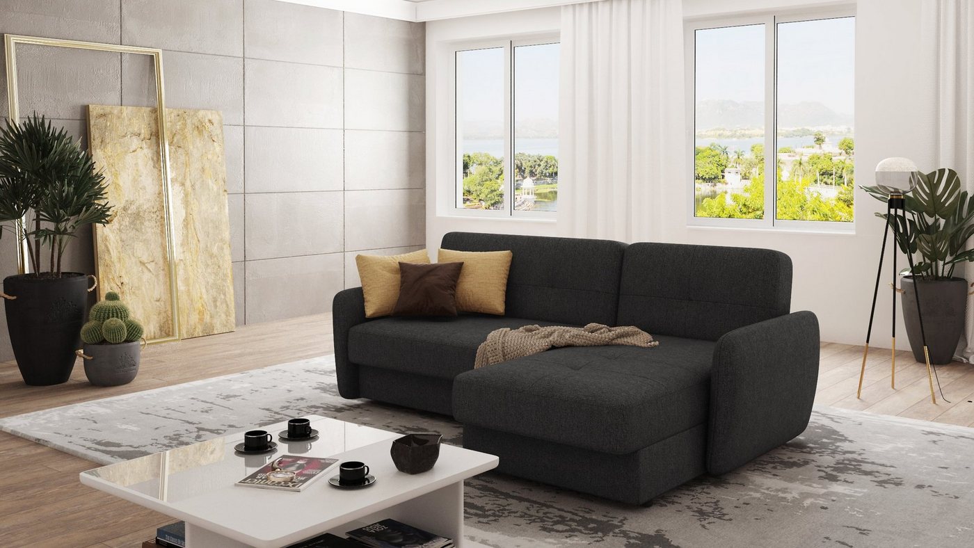 S-Style Möbel Ecksofa Modernes Molly mit Ottomane und Schlaffunktion, Ottomane links oder rechts bestellbar, mit Wellenfederung von S-Style Möbel