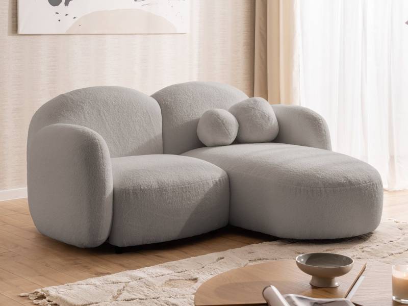 S-Style Möbel Ecksofa Nuvola aus Bouclé-Stoff mit abgerundetem Design und hohem Sitzkomfort, mit Wellenfederung von S-Style Möbel