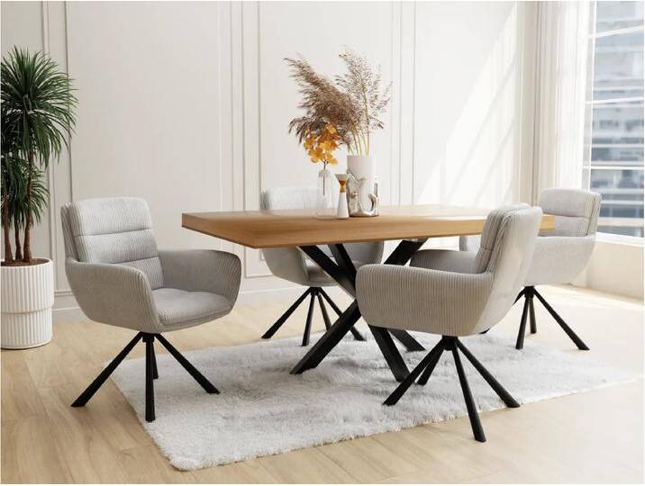 S-Style Möbel Frank - Polsterstuhl mit 180° Drehfunktion und Nivellierung aus Cord-Stoff - Hellgrau S-Style Möbel Frank - Polsterstuhl mit 180° Drehfunktion und Nivellierung aus Cord-Stoff - Hellgrau von S-Style Möbel