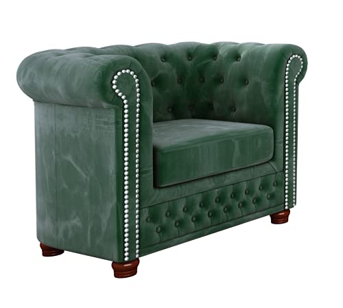 S-Style Möbel Harwell Chesterfield-Sessel Wohnzimmer Loungesessel Clubsessel Relaxsessel Lesesessel für Wohnzimmer Armlehnensessel Möbel Sofa Sessel & Stühle für Lounge Flaschengrün 94 x 86 x 72 cm von S-Style Möbel