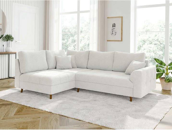 S-Style Möbel Lars - Ecksofa mit Braun Holzfüßen im skandinavischen Stil aus Boucle-Stoff - Weiß S-Style Möbel Lars - Ecksofa mit Braun Holzfüßen im skandinavischen Stil aus Boucle-Stoff - Weiß von S-Style Möbel