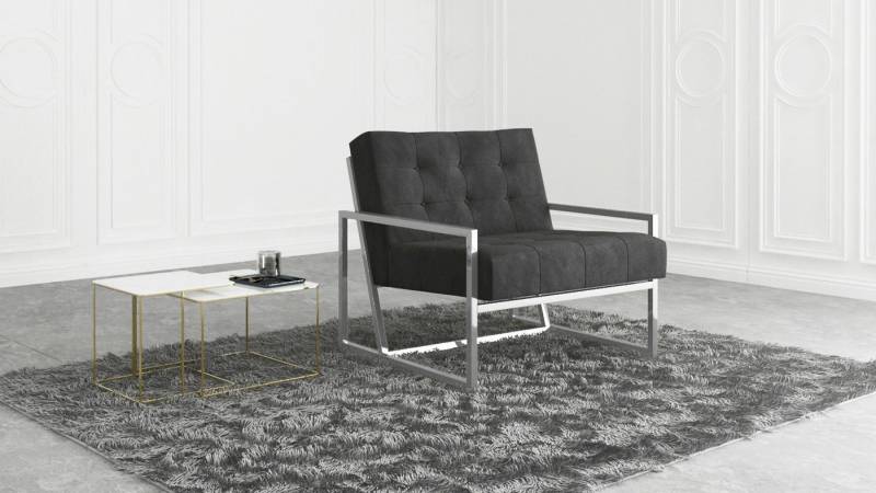 S-Style Möbel Loungesessel Tampa mit Metall Füßen aus Samtstoff, Hochelastischer Polyurethanschaum von S-Style Möbel