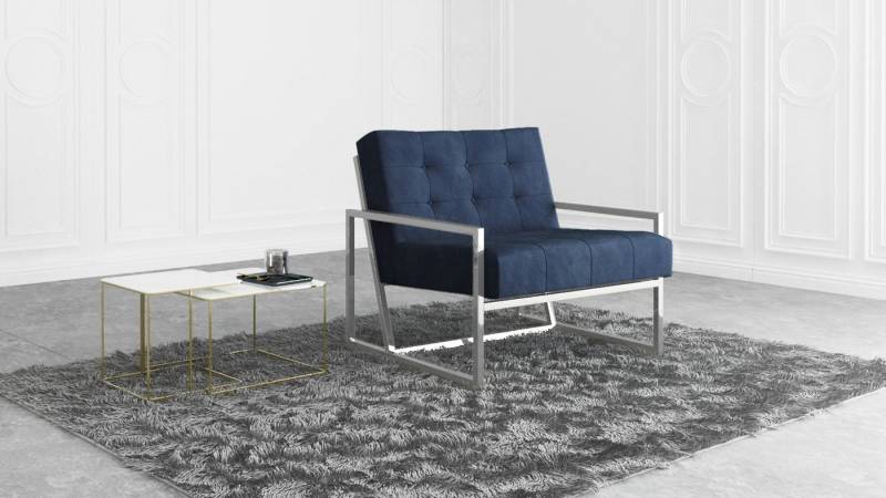 S-Style Möbel Loungesessel Tampa mit Metall Füßen aus Samtstoff, Hochelastischer Polyurethanschaum von S-Style Möbel