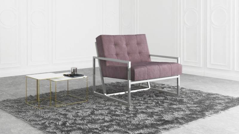 S-Style Möbel Loungesessel Tampa mit Metall Füßen aus Samtstoff, Hochelastischer Polyurethanschaum von S-Style Möbel