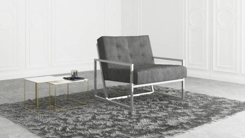 S-Style Möbel Loungesessel Tampa mit Metall Füßen aus Samtstoff, Hochelastischer Polyurethanschaum von S-Style Möbel