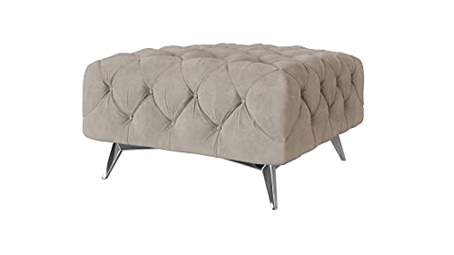 S-Style Möbel Maria Chesterfield-Hocker Sitzhocker Puff Pouf Fußhocker Gepolstert Sitzpouf Polsterhocker für Wohnzimmer Schlafzimmer 80 x 80 x 45 cm Dunkelcreme von S-Style Möbel