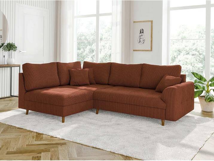 S-Style Möbel Maya - Ecksofa mit Braun Holzfüßen im skandinavischen Stil aus Cord-Stoff - Terrakotta S-Style Möbel Maya - Ecksofa mit Braun Holzfüßen im skandinavischen Stil aus Cord-Stoff - Terrakotta von S-Style Möbel