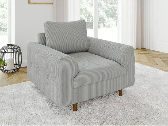S-Style Möbel Maya - Sessel mit Braun Holzfüßen im skandinavischen Stil aus Cord-Stoff - Hellgrau S-Style Möbel Maya - Sessel mit Braun Holzfüßen im skandinavischen Stil aus Cord-Stoff - Hellgrau von S-Style Möbel