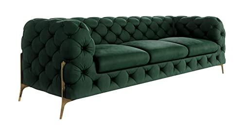 S-Style Möbel Milton Sofa 3-Sitzer Chesterfield-Sofa für Wohnzimmer Lounge Couch mit verchromten Füßen Möbel Freistehende Polster Sofas & Couches Couchgarnitur Flaschengrün 243 x 73 x 100 cm S-Style Möbel Milton Sofa 3-Sitzer Chesterfield-Sofa für Wohnzimmer Lounge Couch mit verchromten Füßen Möbel Freistehende Polster Sofas & Couches Couchgarnitur Flaschengrün 243 x 73 x 100 cm von S-Style Möbel