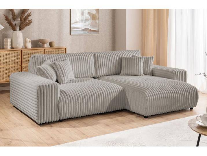 S-Style Möbel Mollis - Ecksofa mit Schlaffunktion und Bettkasten aus Plüschcord mit schöner Sitzkomfort - Hellgrau S-Style Möbel Mollis - Ecksofa mit Schlaffunktion und Bettkasten aus Plüschcord mit schöner Sitzkomfort - Hellgrau von S-Style Möbel
