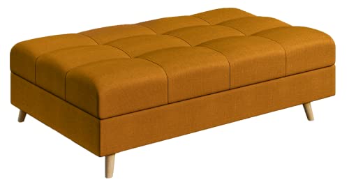 S-Style Möbel Monaco Hocker Skandinavische Moderne Hocker Mikrofaser Stoff Praktisch 118cm x 73cm x 40cm Vier Beine Beinhöhe 10cm Hochelastischer Polyurethanschaum Farbe Gelb von S-Style Möbel