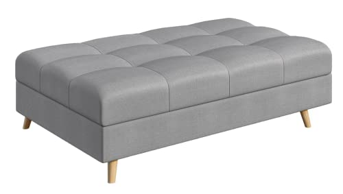 S-Style Möbel Monaco Hocker Skandinavische Moderne Hocker Mikrofaser Stoff Praktisch 118cm x 73cm x 40cm Vier Beine Beinhöhe 10cm Hochelastischer Polyurethanschaum Farbe Grau von S-Style Möbel