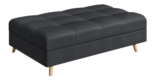 S-Style Möbel Monaco Hocker Skandinavische Moderne Hocker Mikrofaser Stoff Praktisch 118cmx73cmx40cm Vier Beine Beinhöhe 10cm Hochelastischer Polyurethanschaum Farbe Anthrazit von S-Style Möbel