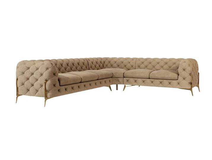 S-Style Möbel Natalie - Chesterfield Ecksofa mit Goldene Metall Füßen - Beige S-Style Möbel Natalie - Chesterfield Ecksofa mit Goldene Metall Füßen - Beige von S-Style Möbel