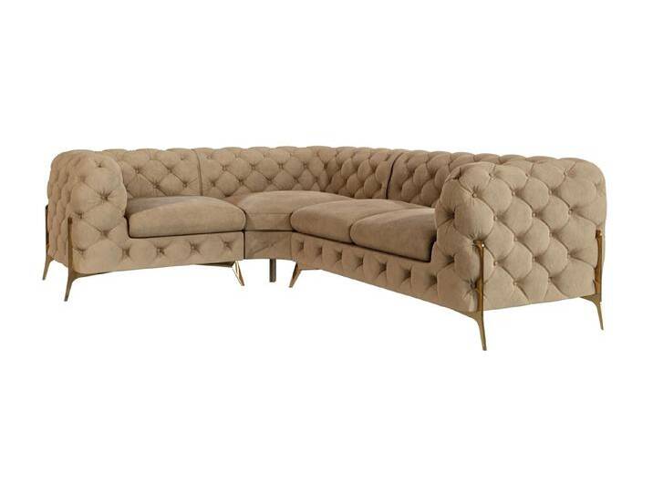 S-Style Möbel Natalie - Chesterfield Ecksofa mit Goldene Metall Füßen - Beige S-Style Möbel Natalie - Chesterfield Ecksofa mit Goldene Metall Füßen - Beige von S-Style Möbel
