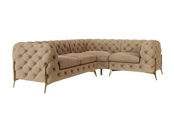 S-Style Möbel Natalie - Chesterfield Ecksofa mit Goldene Metall Füßen - Beige S-Style Möbel Natalie - Chesterfield Ecksofa mit Goldene Metall Füßen - Beige von S-Style Möbel