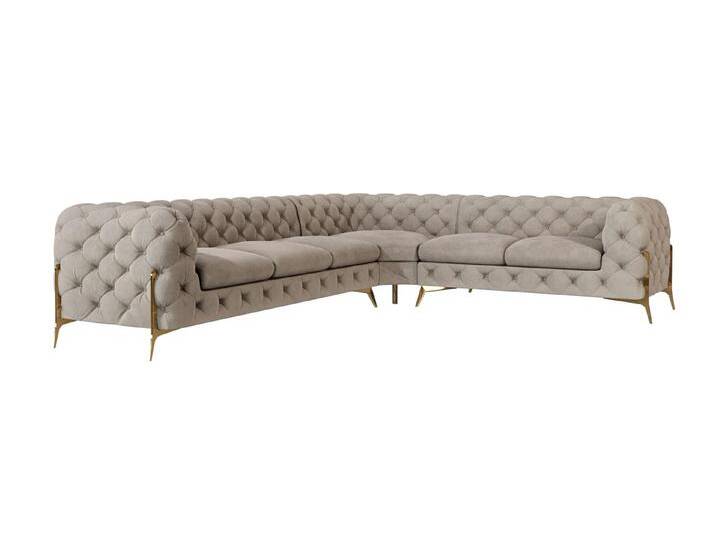 S-Style Möbel Natalie - Chesterfield Ecksofa mit Goldene Metall Füßen - Dunkle Creme S-Style Möbel Natalie - Chesterfield Ecksofa mit Goldene Metall Füßen - Dunkle Creme von S-Style Möbel