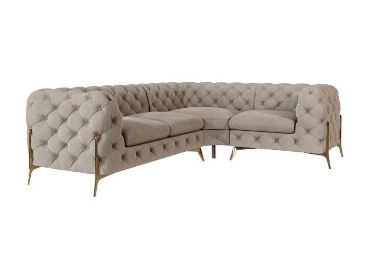 S-Style Möbel Natalie - Chesterfield Ecksofa mit Goldene Metall Füßen - Dunkle Creme S-Style Möbel Natalie - Chesterfield Ecksofa mit Goldene Metall Füßen - Dunkle Creme von S-Style Möbel