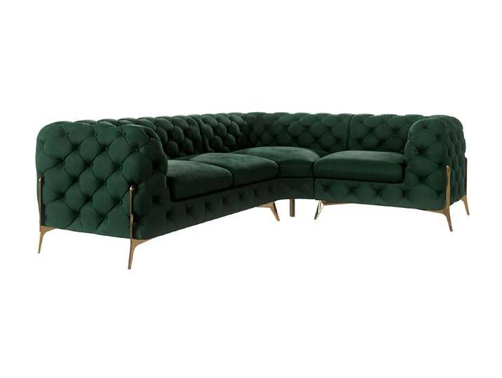 S-Style Möbel Natalie - Chesterfield Ecksofa mit Goldene Metall Füßen - Flasche Grün S-Style Möbel Natalie - Chesterfield Ecksofa mit Goldene Metall Füßen - Flasche Grün von S-Style Möbel