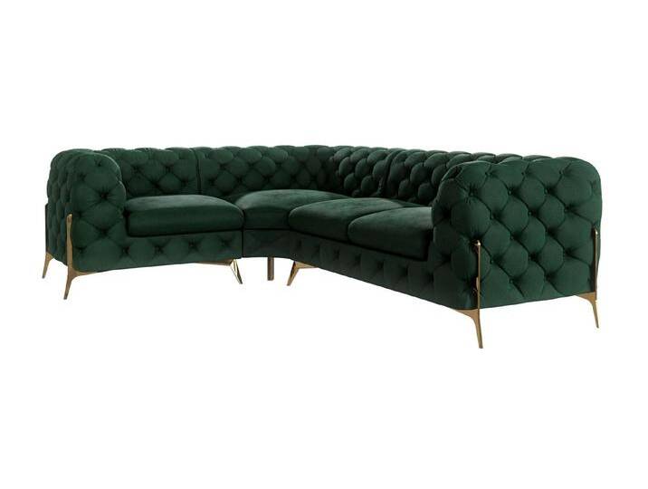 S-Style Möbel Natalie - Chesterfield Ecksofa mit Goldene Metall Füßen - Flasche Grün S-Style Möbel Natalie - Chesterfield Ecksofa mit Goldene Metall Füßen - Flasche Grün von S-Style Möbel