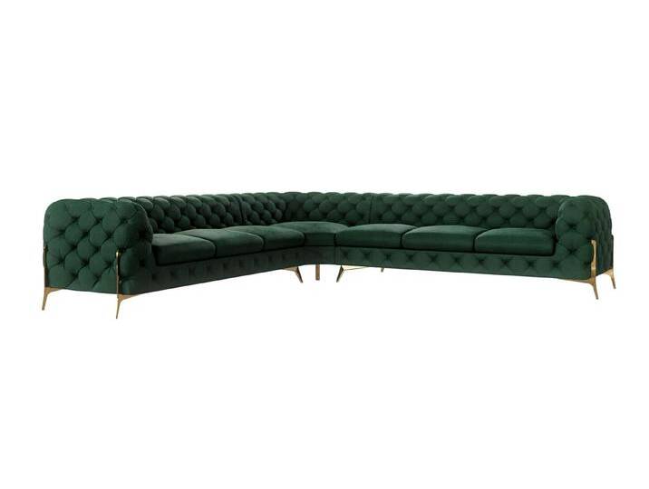 S-Style Möbel Natalie - Chesterfield Ecksofa mit Goldene Metall Füßen - Flasche Grün S-Style Möbel Natalie - Chesterfield Ecksofa mit Goldene Metall Füßen - Flasche Grün von S-Style Möbel