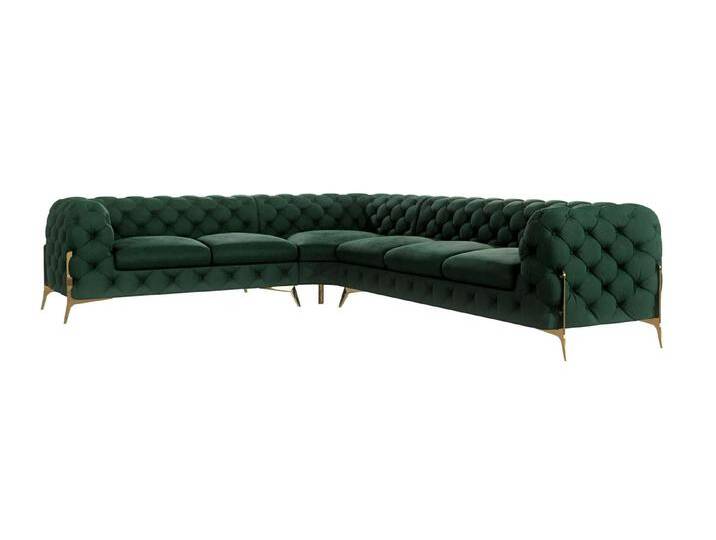 S-Style Möbel Natalie - Chesterfield Ecksofa mit Goldene Metall Füßen - Flasche Grün S-Style Möbel Natalie - Chesterfield Ecksofa mit Goldene Metall Füßen - Flasche Grün von S-Style Möbel