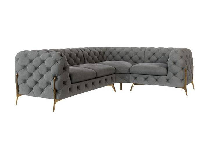 S-Style Möbel Natalie - Chesterfield Ecksofa mit Goldene Metall Füßen - Grau S-Style Möbel Natalie - Chesterfield Ecksofa mit Goldene Metall Füßen - Grau von S-Style Möbel