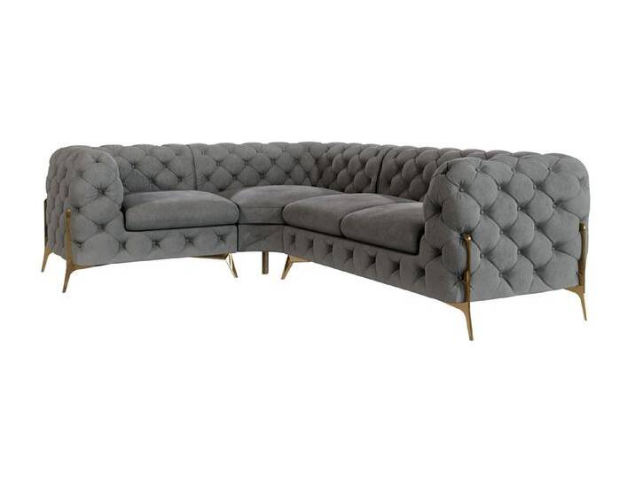 S-Style Möbel Natalie - Chesterfield Ecksofa mit Goldene Metall Füßen - Grau S-Style Möbel Natalie - Chesterfield Ecksofa mit Goldene Metall Füßen - Grau von S-Style Möbel